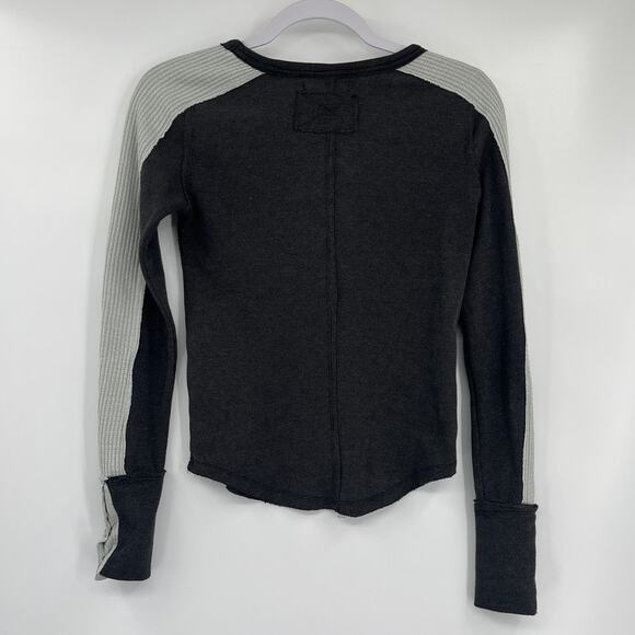 We The Free Thermal Waffle Knit Henley Top Sz XS Y2K Grunge Street Colorblock - Picture 7 of 12